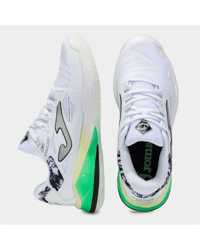 White Joma Sport Spin 2502 adult tennis padelschoenen with breathable mesh and cushioned sole, designed for outdoor tennis play.