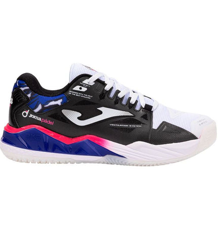Joma Sport Spin adult tennis padelschoenen in zwart, designed for outdoor sports and tennis playing.