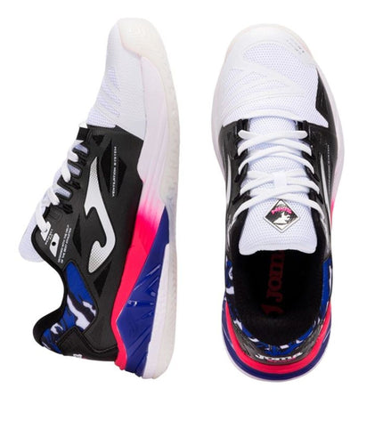 Adult Joma Sport Spin tennis shoes in black, designed for outdoor sports and tennis, with breathable mesh and cushioned sole.
