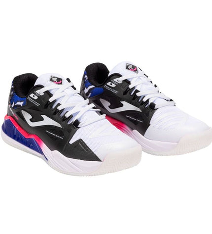 Black Joma Sport Spin padel shoes for adults, designed for tennis and outdoor sports, with breathable mesh and supportive sole.