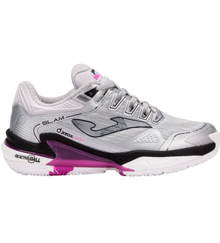 White Joma Sport Slam 2512 padel shoes for adults, designed for tennis and outdoor sports, with a supportive athletic build.
