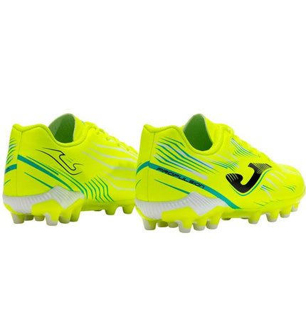 Yellow Joma Sport Propulsion 2509 adult football soccer shoes with cleats for outdoor playing.