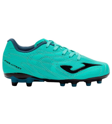 Adult Joma Sport Evolution soccer cleats for outdoor football, black with white accents, designed for optimal grip and performance.