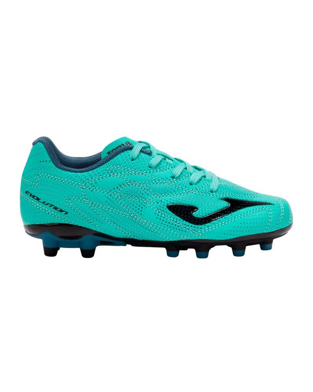Adult Joma Sport Evolution soccer cleats for outdoor football, black with white accents, designed for optimal grip and performance.
