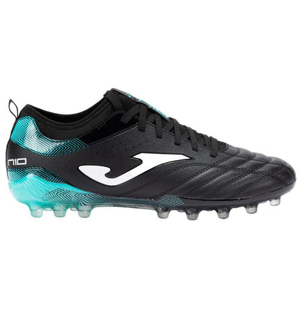 Black Joma Sport adult football cleats for outdoor soccer, showing the sleek design and studded sole for grip.