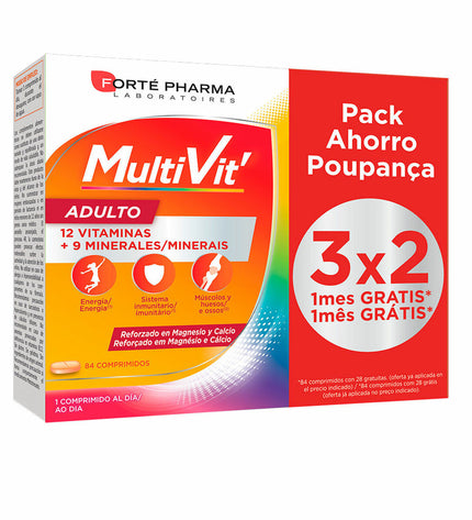 Forté Pharma multivitamin supplement bottle with colorful label, vitamins and minerals for health and personal care.