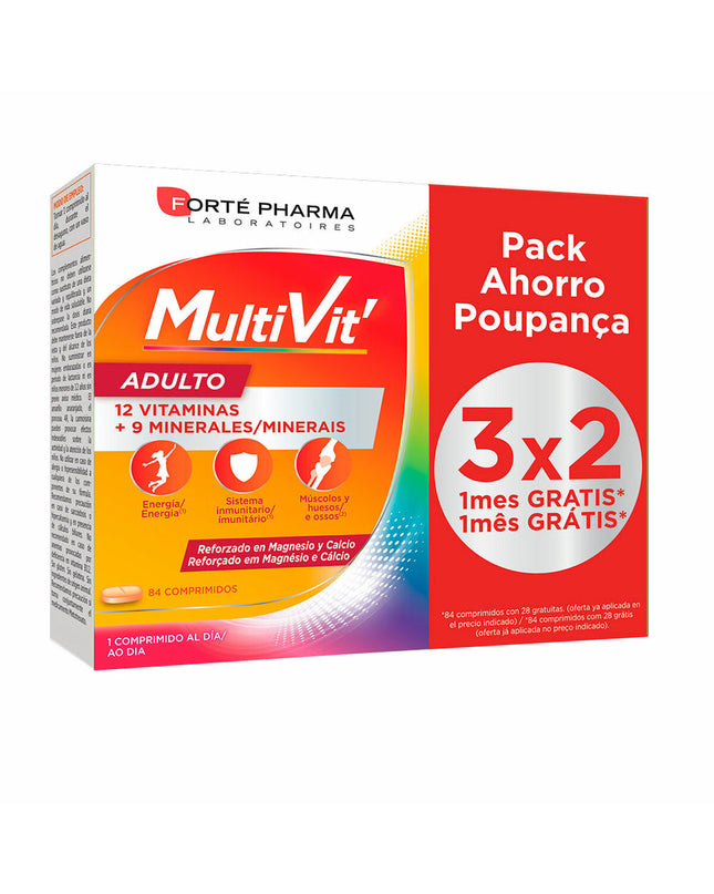 Forté Pharma multivitamin supplement bottle with colorful label, vitamins and minerals for health and personal care.
