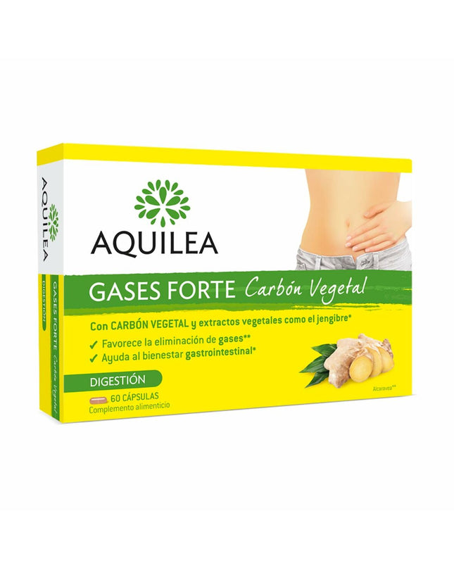 Aquilea Forte digestive enzymes box with 60 capsules, dietary supplement for digestive health in a white and green packaging