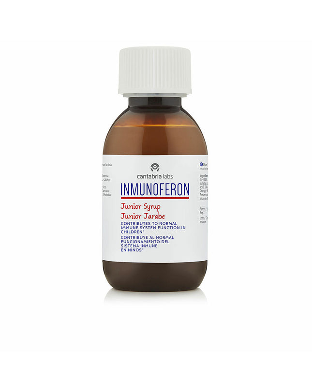 Inmunoferon Junior multivitamin syrup bottle for children's health, showing the label and packaging details.