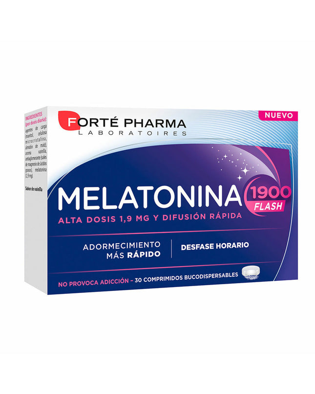 Forté Pharma Melatonina supplement for sleep, box of 30 melatonin capsules, health and personal care product with packaging.