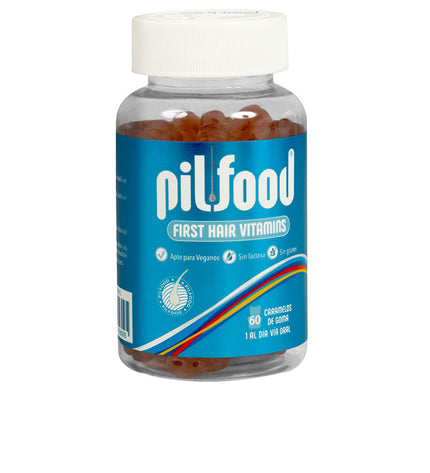 Pilfood FIRST HAIR VITAMINS Gummies, health supplement with 60 chews for healthy hair and personal care.
