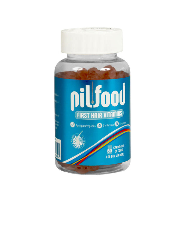 Pilfood FIRST HAIR VITAMINS Gummies, health supplement with 60 chews for healthy hair and personal care.