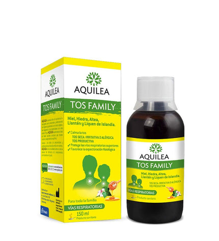Aquilea Siroop Aquilea TOS 150 ml, health supplement bottle with label, in a natural setting.