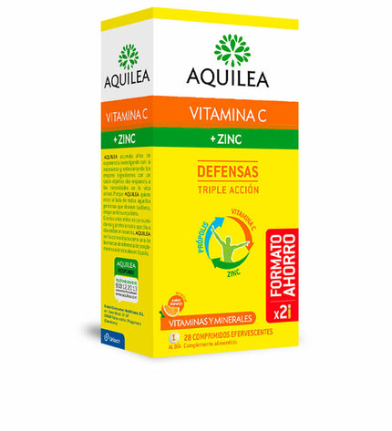 Aquilea Vitamina C Zinc supplement box with 28 tablets, in health and personal care vitamin and mineral category.