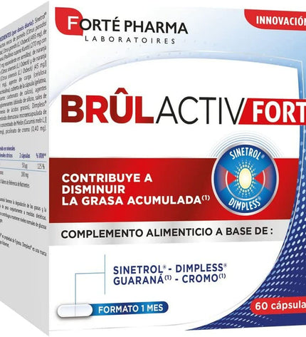 Forté Pharma Brûlactiv Fort supplement bottle for digestive health, featuring colorful label with product details.
