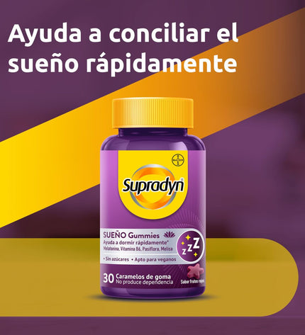 Box of Supradyn SUEÑO sleep supplement with 30 tablets, designed to promote restful sleep and relaxation.
