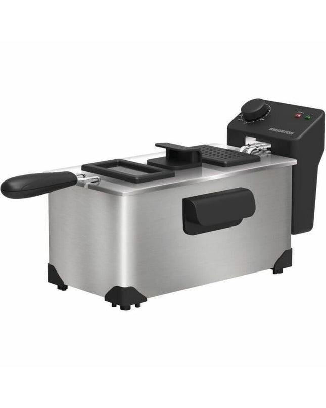 Smarton frituurmachine for home cooking, compact electric fryer with digital controls and stainless steel finish.