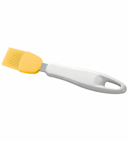 Tescoma Presto yellow silicone kitchen brush for baking and cooking, with a comfortable handle and flexible bristles.