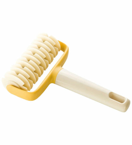Tescoma Deegroller Rombos Delicia plastic for baking, with textured roller surface for creating patterned dough in cooking and baking.