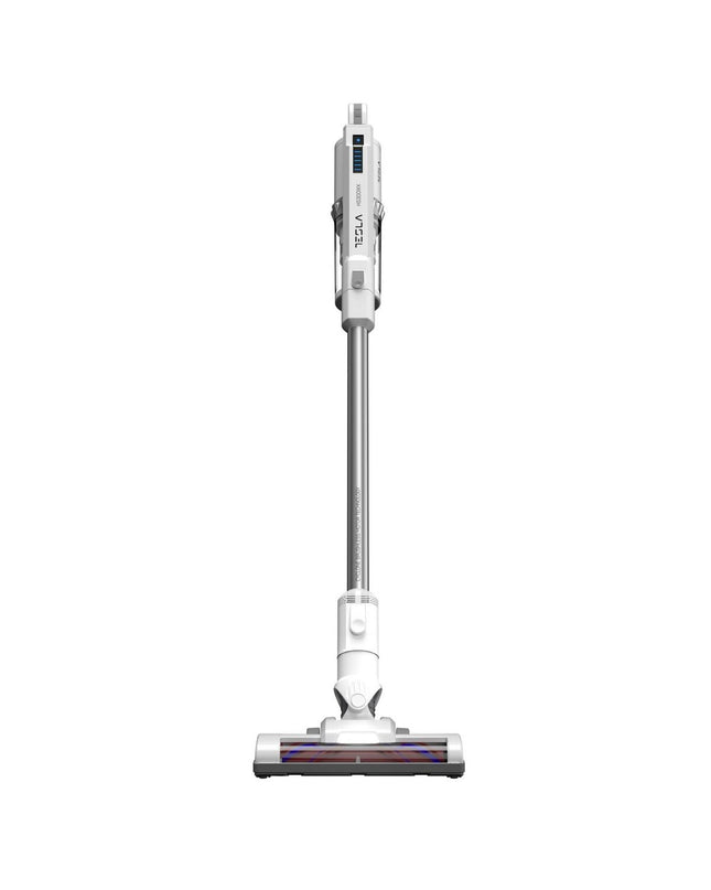 Tesla HS300WX steel vacuum cleaner for home cleaning, with a sleek design and attachments for floor and window maintenance.