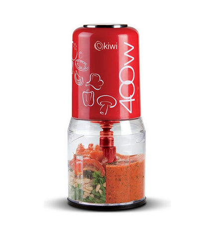 Kiwi Maalmachine Kiwi 400W compact electric meat grinder for home use, with stainless steel components and control dial.