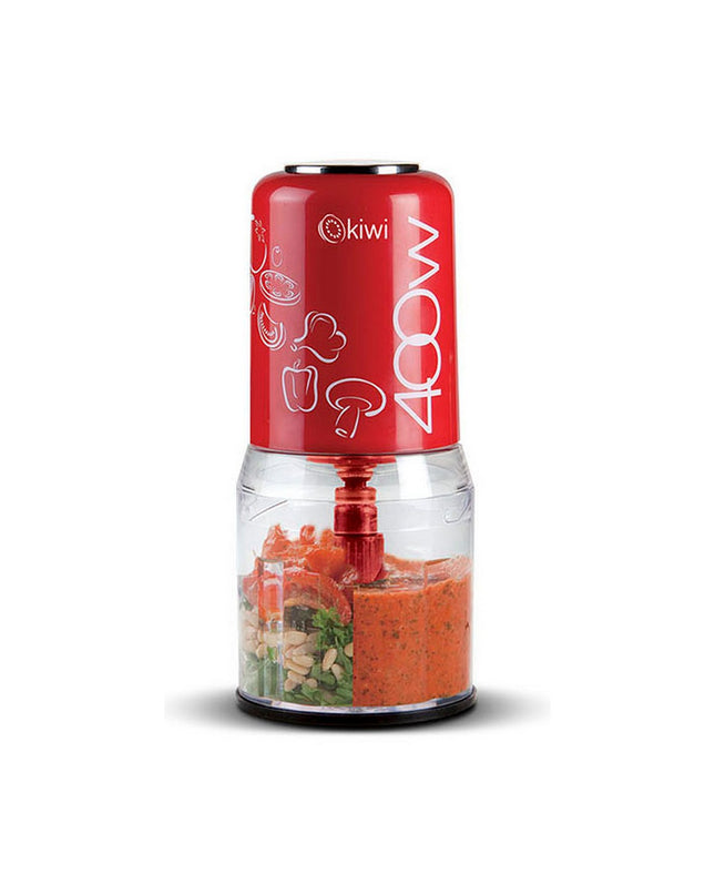 Kiwi Maalmachine Kiwi 400W compact electric meat grinder for home use, with stainless steel components and control dial.