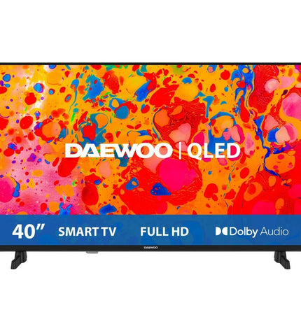 Daewoo 40-inch Full HD QLED Smart TV with HDR10, Wi-Fi, Miracast, and direct-LED backlighting for home entertainment.