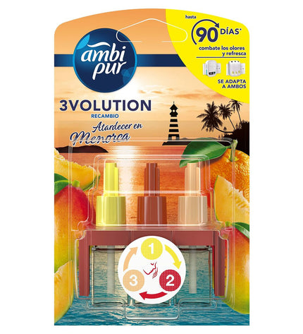 Ambi Pur luchtverfrisser navulling voor elektrische diffuser, Atardecer en Menorca, 20 ml, huisdecoratie en geursysteem.