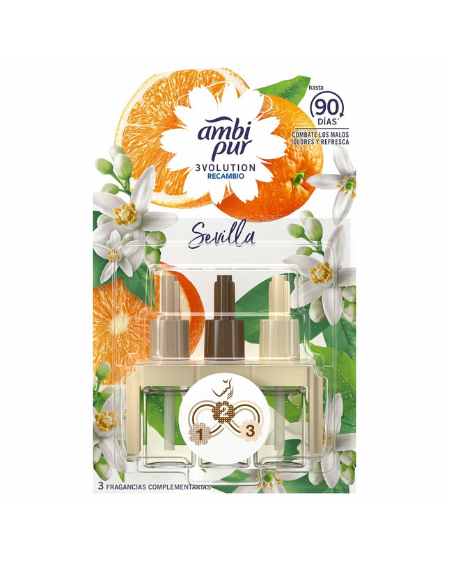 Ambi Pur 3VOLUTION orange air freshener refill, 20 ml, designed for home and kitchen air freshening.