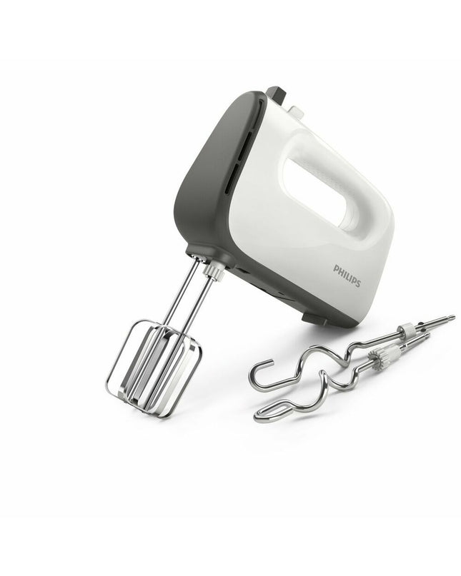 Philips HR3740/00 white blender and dough mixer with 450W power, compact kitchen appliance for baking and blending tasks.