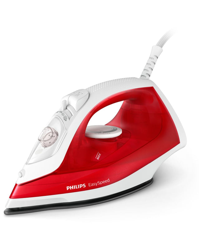 Philips GC1742/40 2000W red steam iron with adjustable temperature and steam control for household ironing.