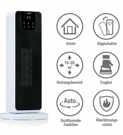 Alpina portable air conditioning unit for home and kitchen heating and cooling, with control panel and vents visible.