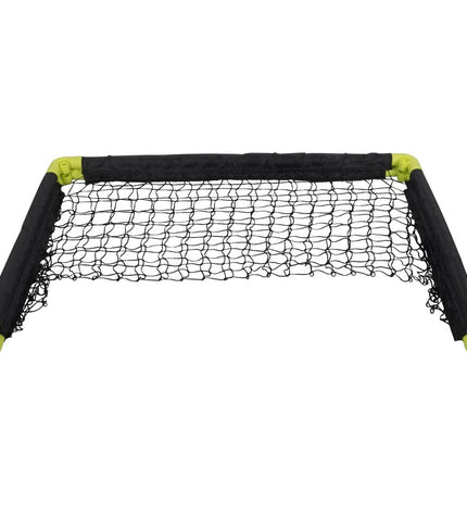 Dunlop mini black foldable soccer goal post for outdoor sports and soccer practice, compact and portable.