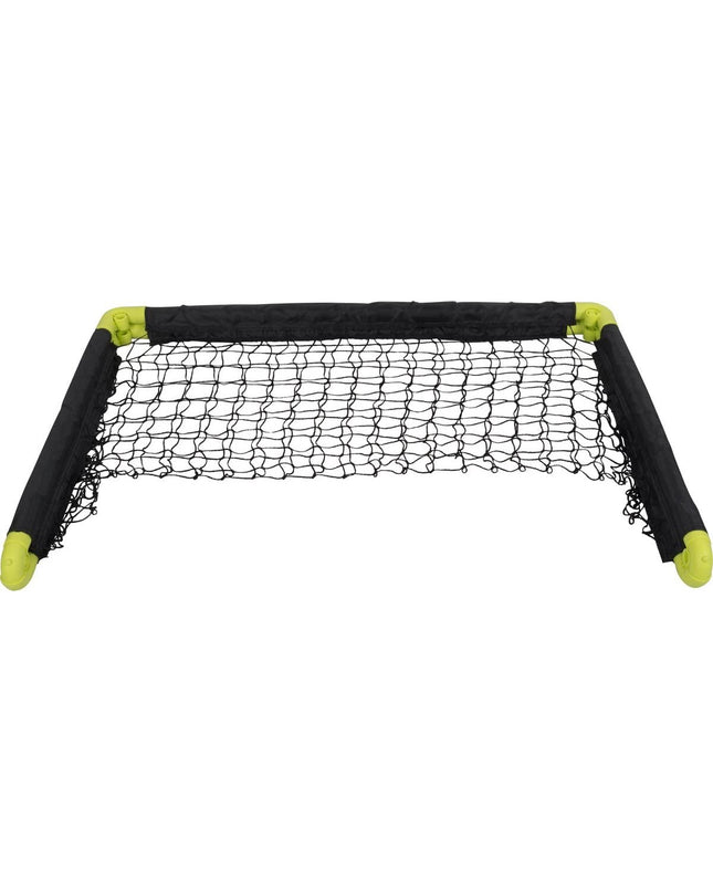 Dunlop mini black foldable soccer goal post for outdoor sports and soccer practice, compact and portable.