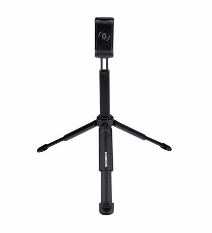 Grundig draagbaar statief for photography and video, compact electronic tripod with adjustable legs and stable support.