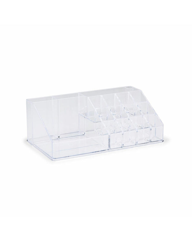 Touch of Beauty acrylic makeup organizer with 17 compartments, measuring 22.5 x 12.5 x 8 cm, for bathroom or home use.