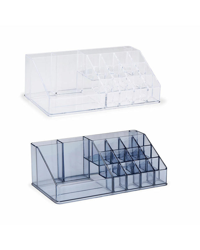 Touch of Beauty acrylic make-up organizer with 17 compartments, 22.5x12.5x8 cm, for bathroom and home use.