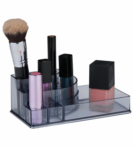 Clear acrylic Touch of Beauty make-up organizer with 8 compartments for bathroom or home use, perfect for storing beauty products