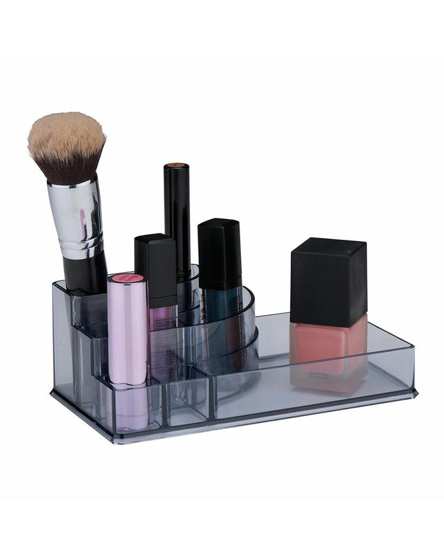 Clear acrylic Touch of Beauty make-up organizer with 8 compartments for bathroom or home use, perfect for storing beauty products