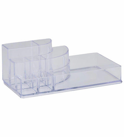 Touch of Beauty acrylic makeup organizer with 8 compartments, designed for bathroom or home use, showcasing clear, sturdy storage.
