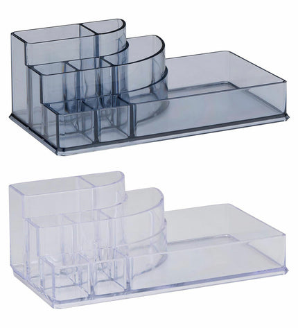 Touch of Beauty acrylic makeup organizer with 8 compartments for bathroom and home storage, clear and practical design
