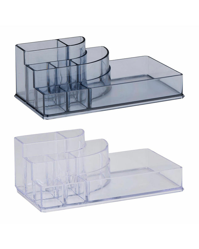 Touch of Beauty acrylic makeup organizer with 8 compartments for bathroom and home storage, clear and practical design