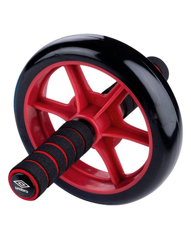 Umbro Buikwiel in zwart en rood, 28 x 18 cm, designed for sport and outdoor fitness activities, with a compact, durable build.