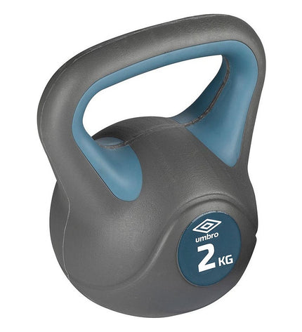 Umbro 2kg kettlebell for fitness and outdoor exercise, with a black handle and branded logo on the weight.