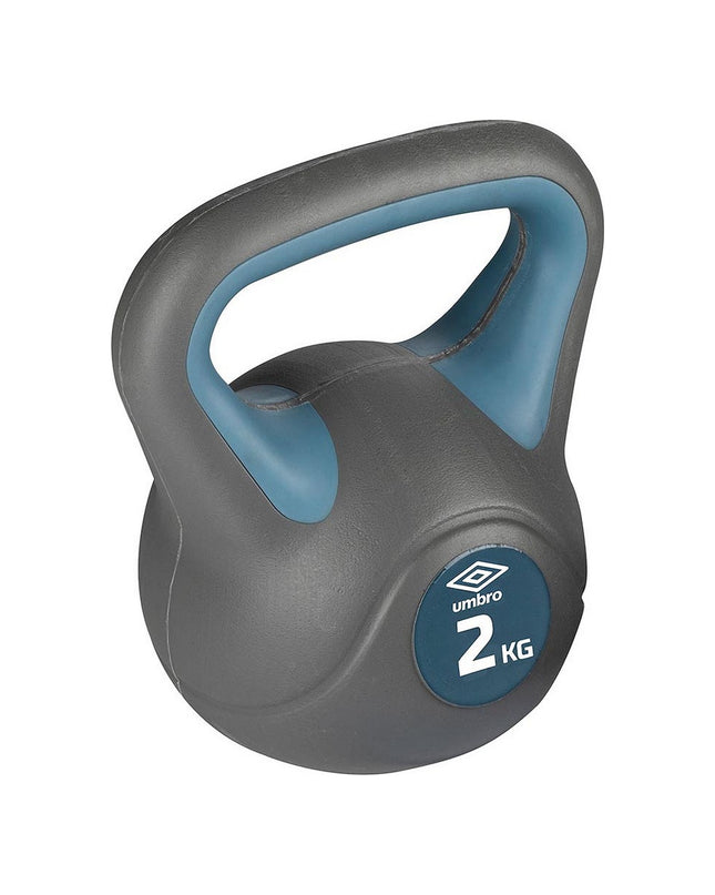 Umbro 2kg kettlebell for fitness and outdoor exercise, with a black handle and branded logo on the weight.