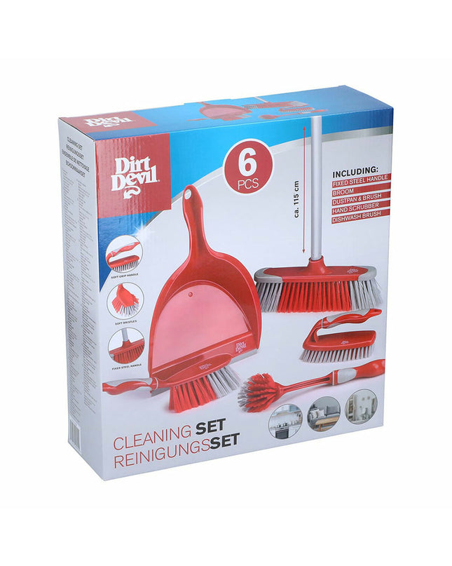 Dirt Devil Reinig & Opberg Kit with six stainless steel and plastic components for home cleaning and storage.