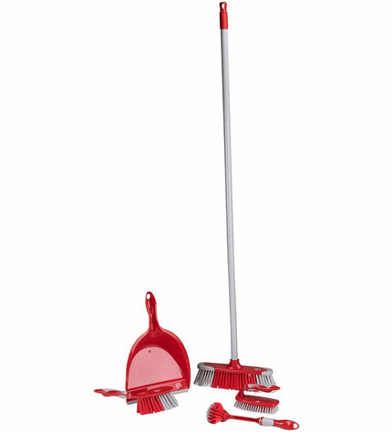 Dirt Devil Reinig & Opberg Kit with six plastic parts for household cleaning and storage in a stainless steel and plastic design.