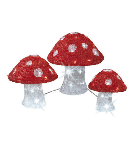 Lumineo illuminated transparent outdoor garden mushroom decoration, 25x20x18 cm, with clear white lighting for outdoor decor.