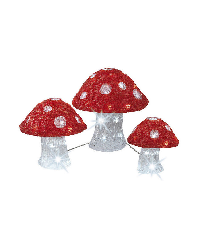Lumineo illuminated transparent outdoor garden mushroom decoration, 25x20x18 cm, with clear white lighting for outdoor decor.