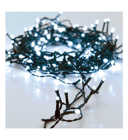 BigBuy Christmas LED-lichtkrans in wit for outdoor garden decoration, featuring bright, energy-efficient LED lights on a festive string.